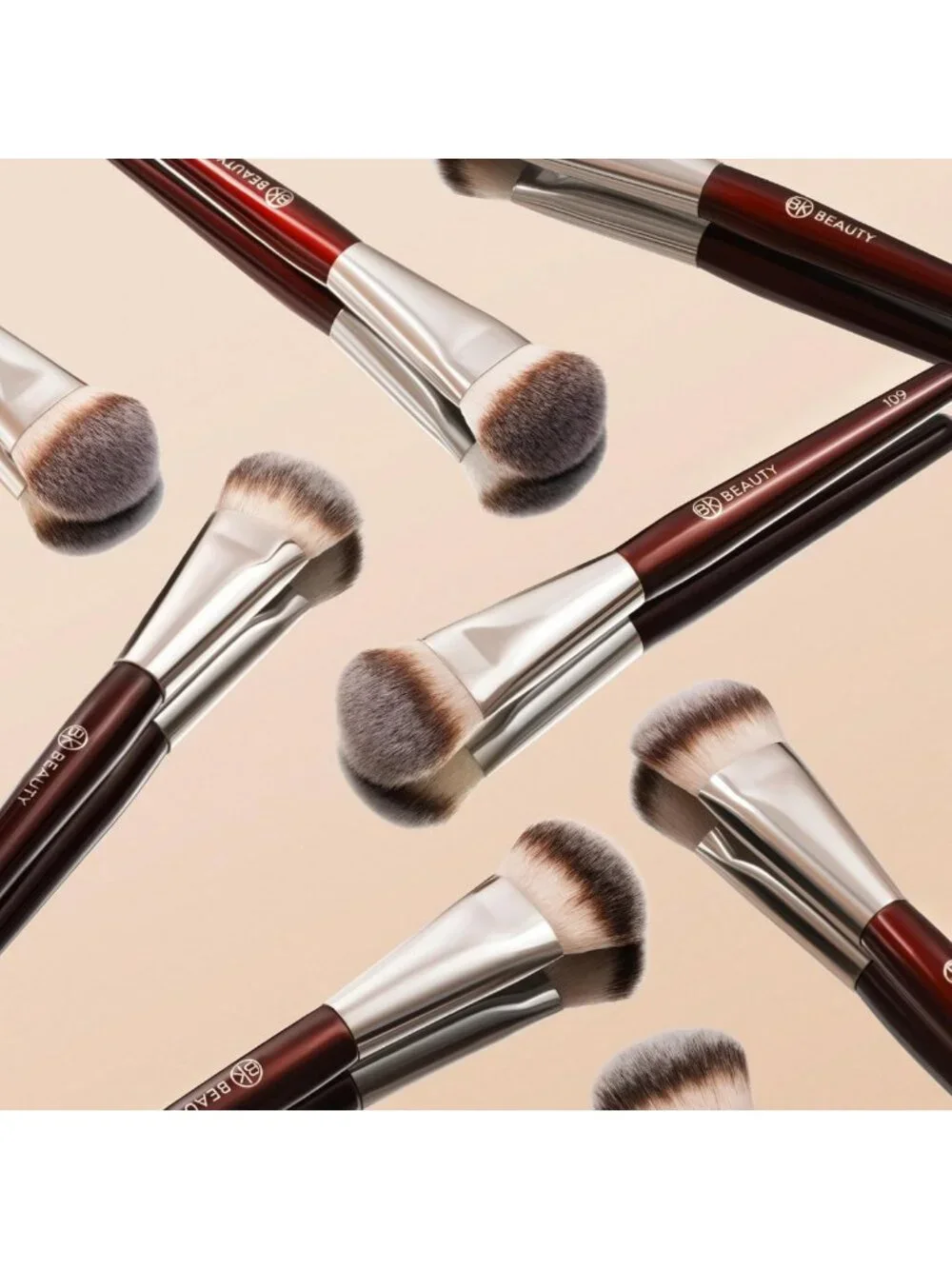 Mini Contoured Foundation Brush for Liquid & Cream | Compact Brush for Blush